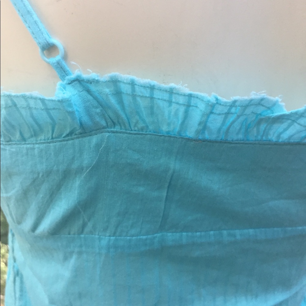 Raviva summer time cotton teal blue , scalloped lace trim camisole - Picture 8 of 12